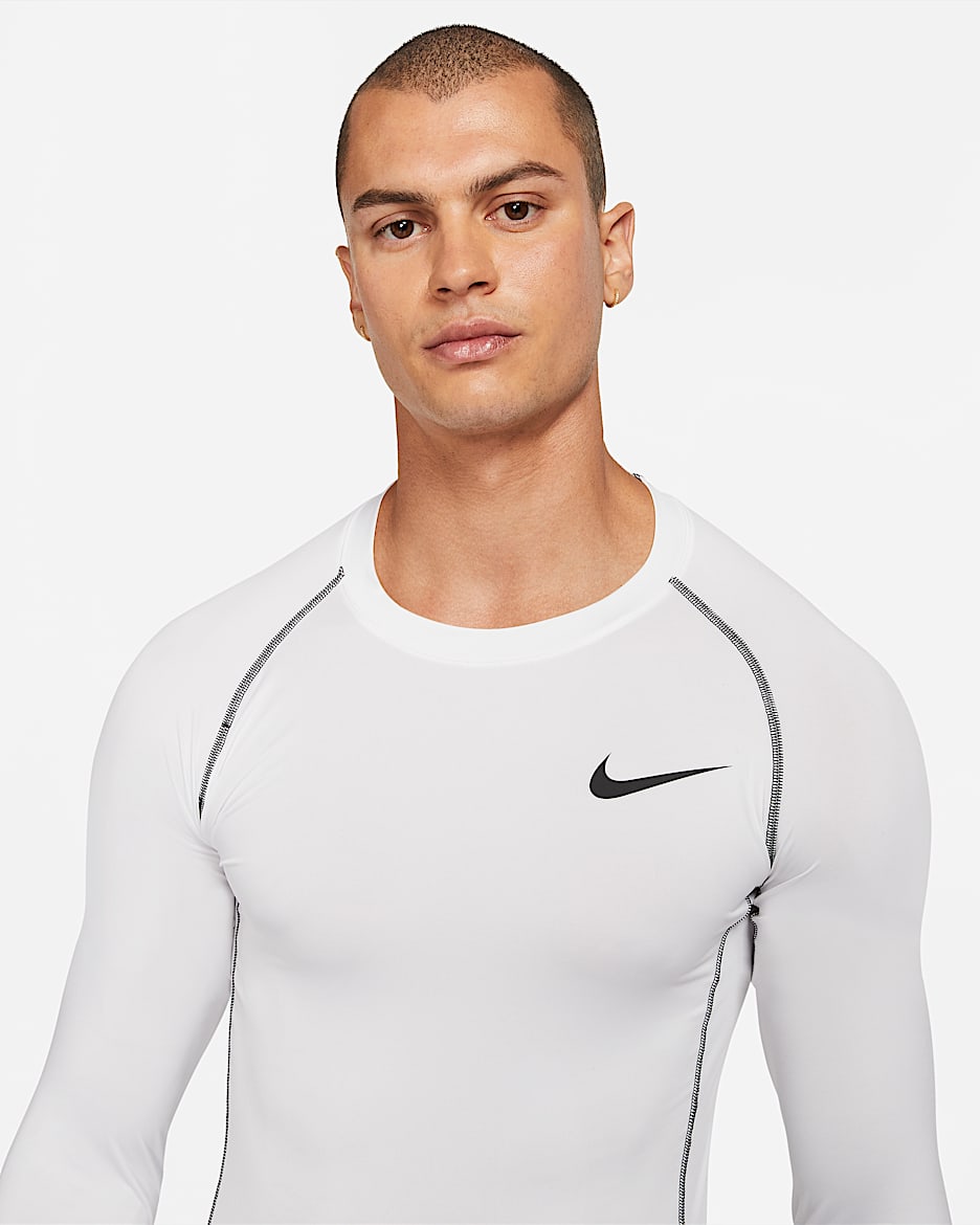 Nike pro long sleeve white online